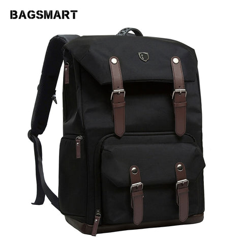 Bagsmart Canvas&Leather Retro Camera Bag National Geographic Ng5070 Camera Backpack Black Travel