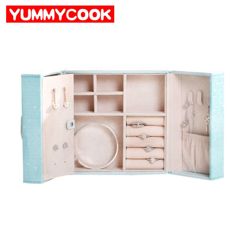 Bowknot Jewelry Storage Boxes Makeup Cosmetics Beauty Case Earrings Necklace Display Holder