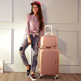 2Pcs/Set Lovely Business 20"24 Inches Trolley Case Abs+Pc Students Travel Luggage Ms Rolling