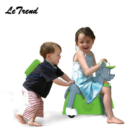 Fashion Cute Dog Shape Kids Ride-On Trolley Suitcase Boarding Solid Children Toy Gift Carry On