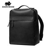 Bison Denim Men'S Backpacks Cowskin Large Capacity Laptop Backpacks For Male Leather Travel Bags