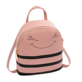 Girl Smiley Headphone Hole Backpack Slung Shoulder Bags Mobile Phone Purse