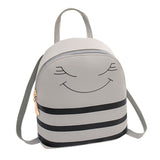 Girl Smiley Headphone Hole Backpack Slung Shoulder Bags Mobile Phone Purse