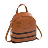 Girl Smiley Headphone Hole Backpack Slung Shoulder Bags Mobile Phone Purse
