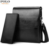Vicuna Polo Hot Sell Brand Solid Double Pocket Soft Leather Men Messenger Bag Small 2 Layer Mens