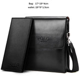 Vicuna Polo Hot Sell Brand Solid Double Pocket Soft Leather Men Messenger Bag Small 2 Layer Mens
