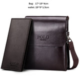 Vicuna Polo Hot Sell Brand Solid Double Pocket Soft Leather Men Messenger Bag Small 2 Layer Mens