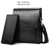 Vicuna Polo Hot Sell Brand Solid Double Pocket Soft Leather Men Messenger Bag Small 2 Layer Mens