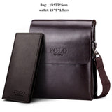 Vicuna Polo Hot Sell Brand Solid Double Pocket Soft Leather Men Messenger Bag Small 2 Layer Mens