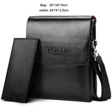 Vicuna Polo Hot Sell Brand Solid Double Pocket Soft Leather Men Messenger Bag Small 2 Layer Mens
