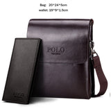 Vicuna Polo Hot Sell Brand Solid Double Pocket Soft Leather Men Messenger Bag Small 2 Layer Mens