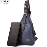 Vicuna Polo Famous Brand Theftproof Magnetic Button Open Leather Mens Chest Bags Fashion Travel