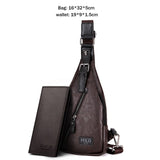 Vicuna Polo Famous Brand Theftproof Magnetic Button Open Leather Mens Chest Bags Fashion Travel