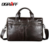Ograff Genuine Leather Men Bag Handbags Briefcases Shoulder Bags Laptop Tote Bag Men Crossbody