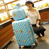 14+24 Inch Women Suitcase Spinner Wheel Girls Suitcase Rolling Luggageboxes Travel Bag Trolley Case