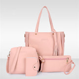Women Bag Set Top-Handle Big Capacity Female Tassel Handbag Fashion Shoulder Bag Purse Ladies Pu