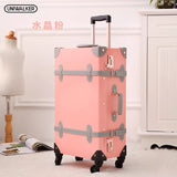Graspdream Vintage Floral Pu Travel Bag Luggage Sets,13"20"22"24"26" Inch Women Retro Trolley