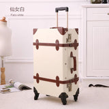 Graspdream Vintage Floral Pu Travel Bag Luggage Sets,13"20"22"24"26" Inch Women Retro Trolley