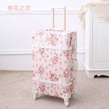 Graspdream Vintage Floral Pu Travel Bag Luggage Sets,13"20"22"24"26" Inch Women Retro Trolley