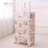Graspdream Vintage Floral Pu Travel Bag Luggage Sets,13"20"22"24"26" Inch Women Retro Trolley