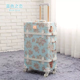 Graspdream Vintage Floral Pu Travel Bag Luggage Sets,13"20"22"24"26" Inch Women Retro Trolley