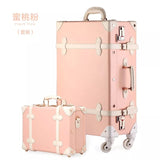 Graspdream Vintage Floral Pu Travel Bag Luggage Sets,13"20"22"24"26" Inch Women Retro Trolley