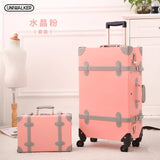 Graspdream Vintage Floral Pu Travel Bag Luggage Sets,13"20"22"24"26" Inch Women Retro Trolley