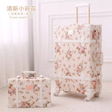 Graspdream Vintage Floral Pu Travel Bag Luggage Sets,13"20"22"24"26" Inch Women Retro Trolley