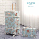 Graspdream Vintage Floral Pu Travel Bag Luggage Sets,13"20"22"24"26" Inch Women Retro Trolley