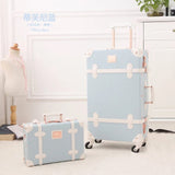 Graspdream Vintage Floral Pu Travel Bag Luggage Sets,13"20"22"24"26" Inch Women Retro Trolley
