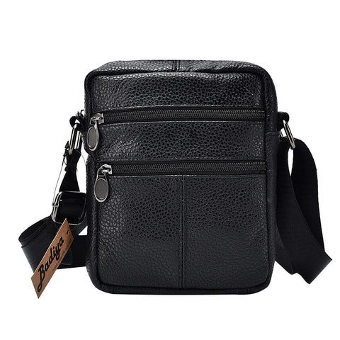Genuine Cow Leather Men Business Messenger Bag Zipper Design Solid Crossbody Bags Mens Large