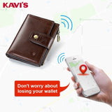 Kavis Smart Wallet Rfid Genuine Leather With Alarm Gps Map, Bluetooth Alarm Men Purse High
