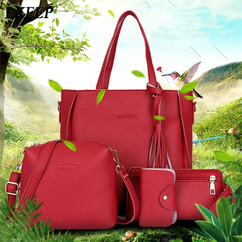 Women Top-Handle Bags Female Composite Bags  Women Messenger Bags Handbag Set Pu Leather Wallets