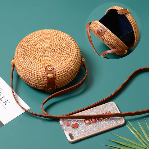 2018 Round Straw Bags Women Summer Rattan Bag Handmade Woven Beach Cross Body Bag Circle Bohemia