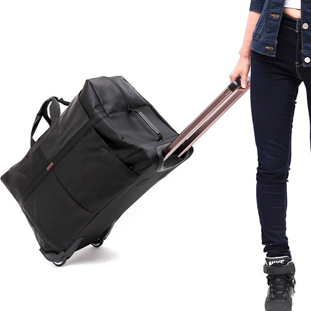 Letrend Men Hand Travel Bag Oxford Trolley Rolling Luggage Castere Women Business Large Capacity