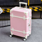 20''22''24''26''Abs Vintage Rolling Luggage Trolley Travel Bag Retro Suitcase With Spinner Wheels