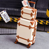20''22''24''26''Abs Vintage Rolling Luggage Trolley Travel Bag Retro Suitcase With Spinner Wheels