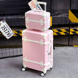 20''22''24''26''Abs Vintage Rolling Luggage Trolley Travel Bag Retro Suitcase With Spinner Wheels