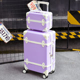 20''22''24''26''Abs Vintage Rolling Luggage Trolley Travel Bag Retro Suitcase With Spinner Wheels