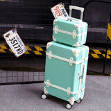 20''22''24''26''Abs Vintage Rolling Luggage Trolley Travel Bag Retro Suitcase With Spinner Wheels