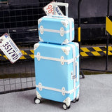 20''22''24''26''Abs Vintage Rolling Luggage Trolley Travel Bag Retro Suitcase With Spinner Wheels