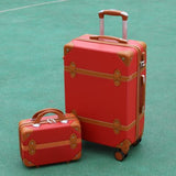 20''22''24''26''Abs Vintage Rolling Luggage Trolley Travel Bag Retro Suitcase With Spinner Wheels