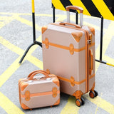 20''22''24''26''Abs Vintage Rolling Luggage Trolley Travel Bag Retro Suitcase With Spinner Wheels