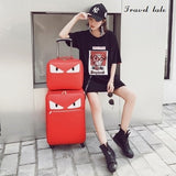 Travel Tale Fashion Little Monsters Pu 16/20/24 Inch Size Handbag Plus Rolling Luggage Spinner