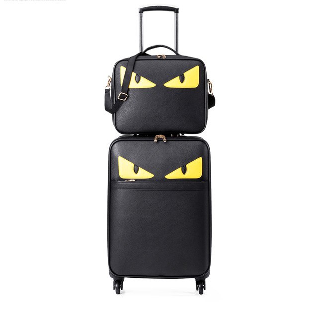 Travel Tale Fashion Little Monsters Pu 16/20/24 Inch Size Handbag Plus Rolling Luggage Spinner