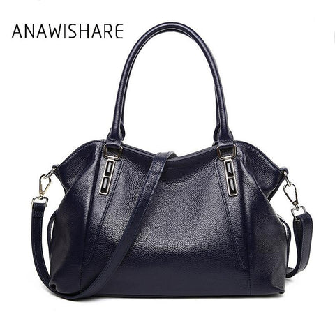 Anawishare Genuine Leather Handbags Women Real Leather Shoulder Bag Cowhide Ladies Tote Bags Cow