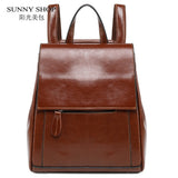 Vintage Small Backpack Female Split Leather Bagpack School Shoulder Bag For Adolescent Girls Preppy