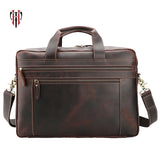 Tianhoo 17 Inch Laptop Man Bags Retro Crazy Horse Cow Leather Bag For Travel Shoulder &