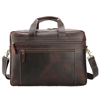 Tianhoo 17 Inch Laptop Man Bags Retro Crazy Horse Cow Leather Bag For Travel Shoulder &