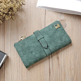 2018 Solid Drawstring Nubuck Leather Zipper Long Women Wallet Phone Bag Luxury Brand Wallets